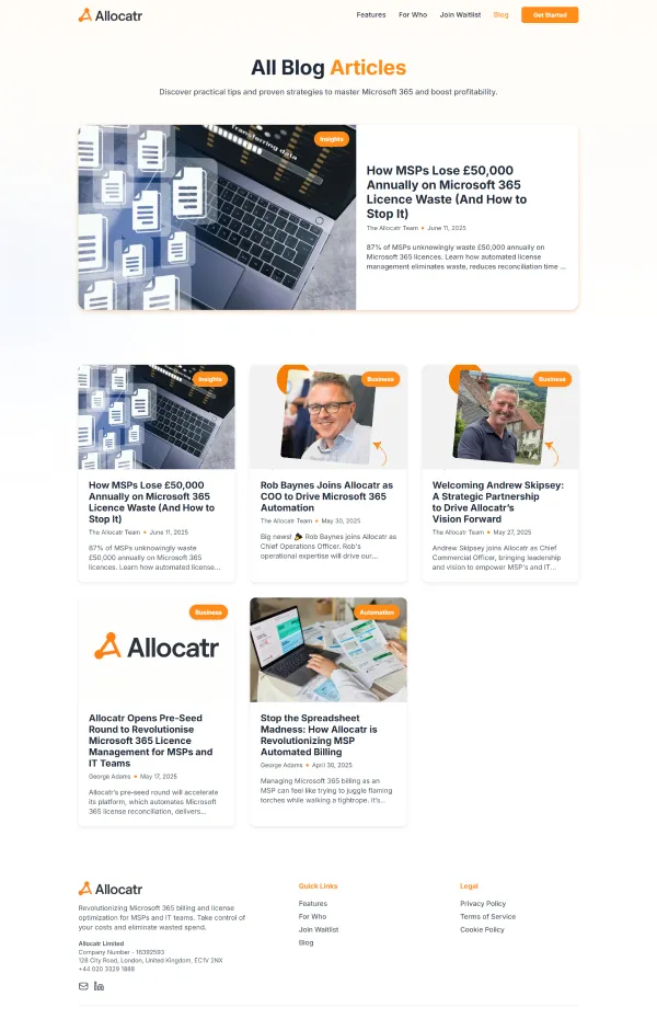 Allocatr blog page