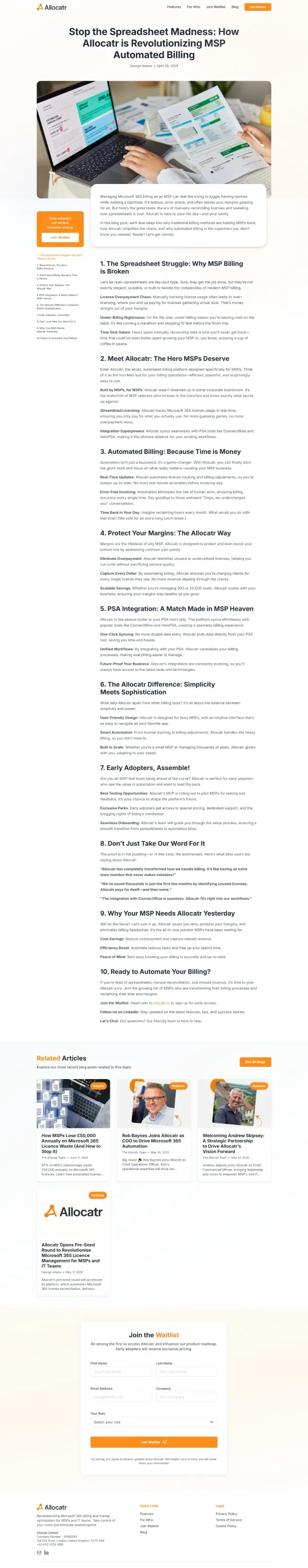 Allocatr blogpost page