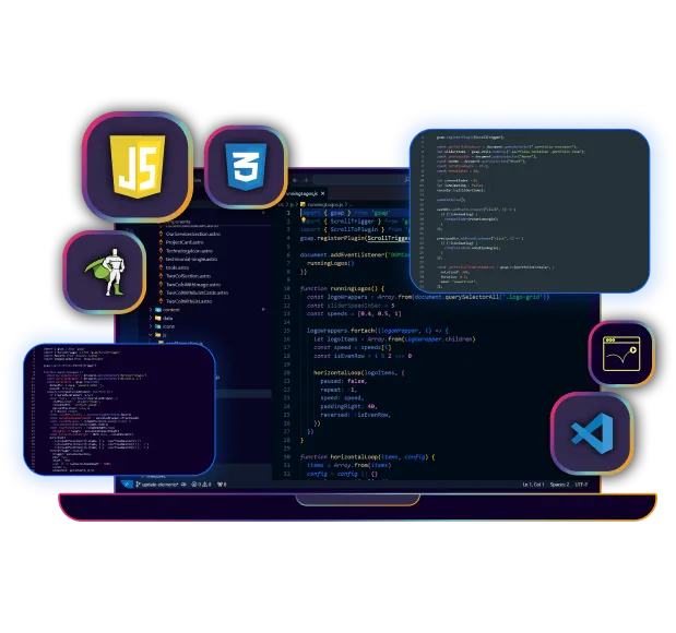 laptop with vs-code screenshots
