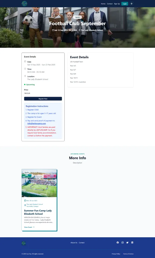 Les Fun event page