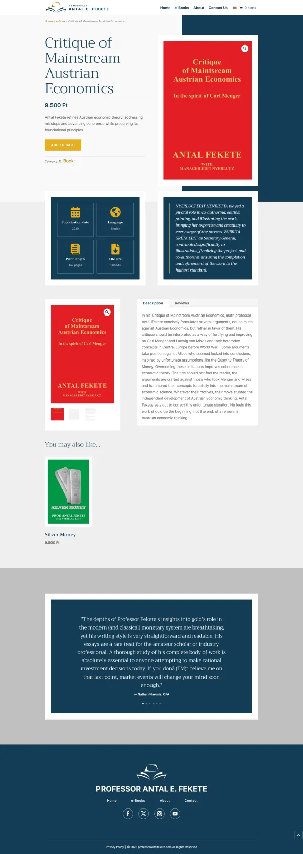 Professor Antal E. Fekete Product Page