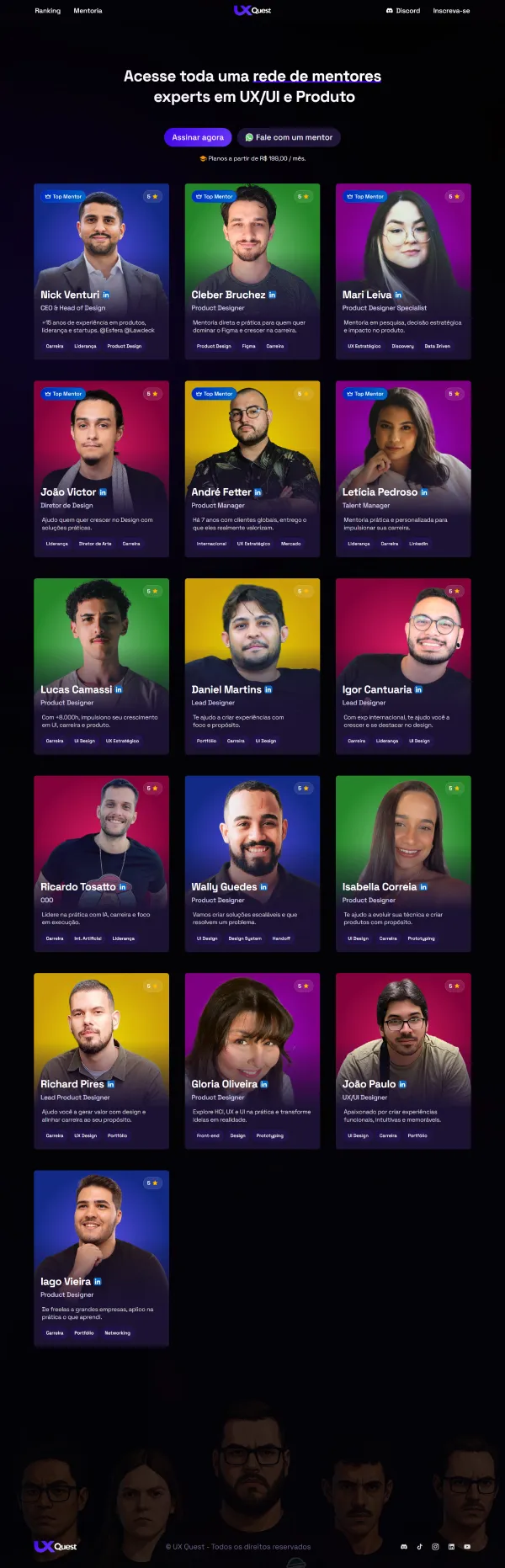 UX Quest mentors page