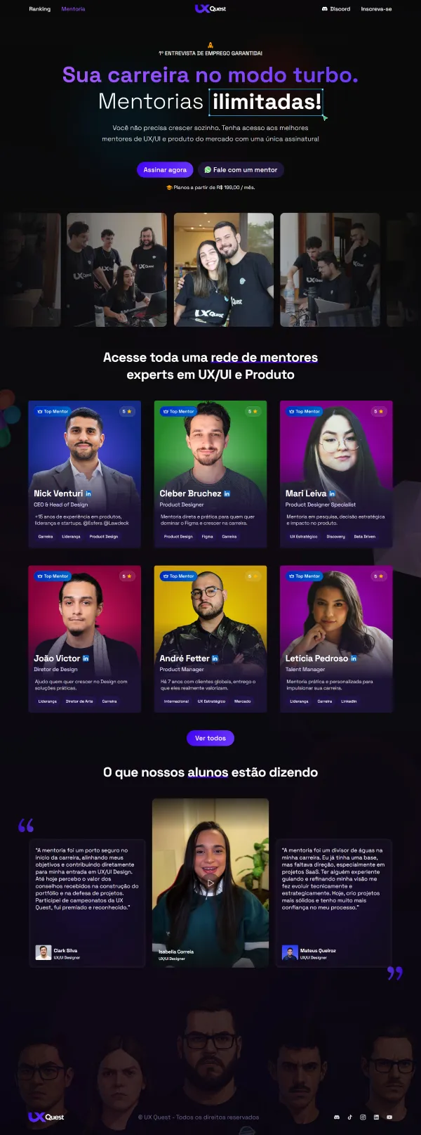 UX Quest mentoring page